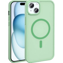 Apple iPhone 15 Plus Kılıf Magsafe Şarj Özellikli Mat Arka Yüzey Ydst Sio Kapak-Açık Yeşil