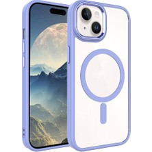 Apple iPhone 15 Kılıf Wireless Şarj Özellikli Ydst Krom Magsafe Silikon Kapak-Lila
