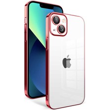 iPhone 13 Uyumlu Kamera Korumalı Renkli Çerçeveli Ydst Garaj Kapak-Kırmızı