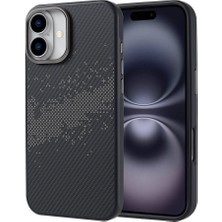 iPhone 16 Plus Kılıf Magsafe Şarj Özellikli Karbon Fiber Tasarımlı Ydst Vave Kapak-Gri-Gri