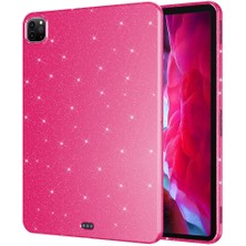 iPad Pro 11 2018 Simli Parlak Görünümlü Uyumlu Ydst Tablet Koton Kılıf-Pembe Koyu