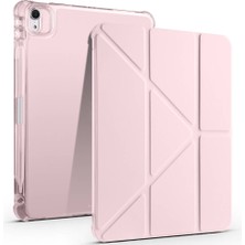 iPad Air 11 2025 M3 Kılıf Ydst Tri Folding Kalem Bölmeli Standlı Kılıf - Rose Gold