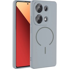 Redmi Note 13 Pro 4g Kılıf M-Safe Şarj Özellikli Zore Meta Kapak - Titanyum-Gri