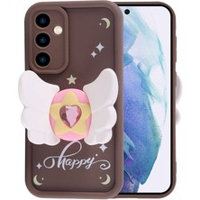 Galaxy A55 Kılıf Kamera Korumalı Figür Tasarımlı Ydst Kapya Kapak-Koyu Kahve