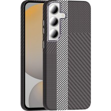 Galaxy S24 Fe Kılıf M-Safe Şarj Özellikli Karbon Fiber Görünümlü Ydst Gros Kapak - Gri-Siyah