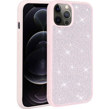 Apple iPhone 13 Pro Max Kılıf Parlak Taşlı Tasarım Ydst Ston Kapak-Pembe