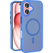 iPhone 16 Plus Kılıf Magsafe Şarj Özellikli Mat Arka Yüzey Ydst Sio Kapak-Mavi