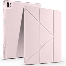 iPad Pro 13 2025 M5 Kılıf Zore Tri Folding Kalem Bölmeli Standlı Kılıf - Rose Gold