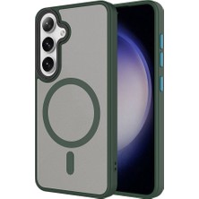 Galaxy S24 Plus Kılıf Sert Pc Arka Yüzey Wireless Şarj Özellikli Ydst Flet Magsafe Kapak-Koyu Yeşil