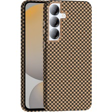 Galaxy S25 Plus Kılıf M-Safe Şarj Özellikli Karbon Fiber Görünümlü Ydst Gros Kapak - Desert Titanyum