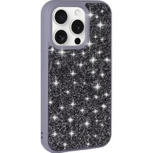 Apple iPhone 15 Pro Max Kılıf Parlak Taşlı Tasarım Ydst Pırlanta Kapak-Gri