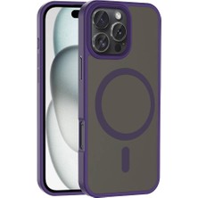 iPhone 16 Pro Max Kılıf Magsafe Şarj Özellikli Mat Arka Yüzey Ydst Sio Kapak-Derin Mor