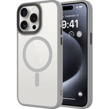 iPhone 15 Pro Max Uyumlu Mat Arka Yüzey Wireless Şarj Özellikli Ydst Flet Magsafe Kapak-Titanyum