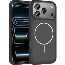 iPhone 17 Pro Kılıf M-Safe Şarj Özellikli Metal Kamera Çerçeveli Ydst Sanremo Silikon Kapak - Siyah