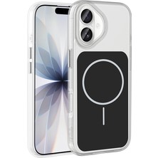iPhone 17 Kılıf M-Safe Şarj Özellikli Metal Buton Tasarımlı Zore Ikonik Sert Silikon Kapak - Siyah