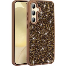 Galaxy S24 Fe Kılıf Parlak Taşlı Tasarım Ydst Pırlanta Kapak - Gold