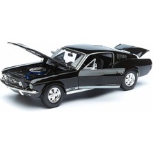 Mavi Su Dünyası 1967 Ford Mustang Gta Fastback 1:18 Ölçekli Klasik Araba Siyah Renkli 30 cm