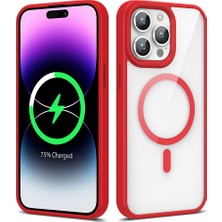 Ve Kırmızı iPhone 14 Pro ile Uyumlu Life Serisi Magsafe Özellikli Silikon Kılıf