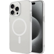 Apple iPhone 15 Pro Kılıf Ydst Magsafe Şarj Özellikli Buzlu Transparan C-Pro Sert Kapak-Renksiz
