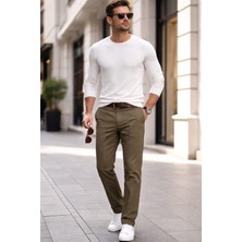 Varetta Erkek Açık Kahverengi Likralı Kanvas Pantolon Cepli Casual Chino Regular Kesim