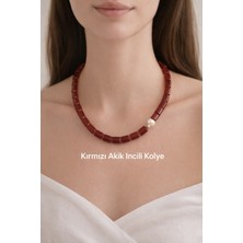 Akik Inci Hematit Doğal Taş Kolye