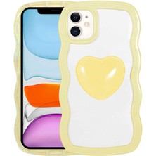 iPhone 11 Uyumlu Renkli Kalp Figürlü Ydst Ponçik Kapak-Sarı