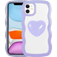 iPhone 11 Uyumlu Renkli Kalp Figürlü Ydst Ponçik Kapak-Mor