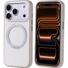 iPhone 17 Pro Kılıf M-Safe Şarj Özellikli Standlı Ydst Proton Silikon Kapak - Gri