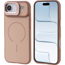 iPhone 17 Air Kılıf M-Safe Şarj Özellikli Kamera Standlı Zore Notron Kapak - Gold