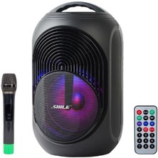 Pazarcan Shile SL-2018A El Mikrofonlu-Kumandalı Usb/sd/bt Işıklı Taşınabilir Şarjlı Seyyar Anfi