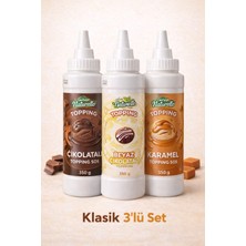 Gülsan Naturello Klasik 3’lü Topping Sos Seti 350 G (Çikolata, Beyaz Çikolata, Karamel)