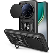 Tecno Camon 40 Premier 5g Kılıf Magnetik Standlı Kamera Korumalı Ydst Sürgülü Vega Kapak - Siyah