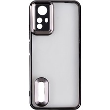 Redmi Note 12S Kılıf Kamera Korumalı Logo Gösteren Zore Omega Kapak - Siyah