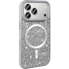 iPhone 17 Pro Max Kılıf Pırlanta Tasarımlı M-Safe Şarj Özellikli Zore Mozaik Silikon Kapak - Titanyu