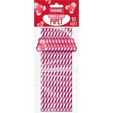 Cook Sevgililer Günü Temalı Kağıt Pipet 10'lu 3 Adet