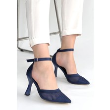 Trivogue Keny Lacivert Saten Topuklu Ayakkabı