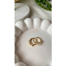 Vıp 14K Xuping Kesme Taşlı Çelenk Halka Gold Küpe