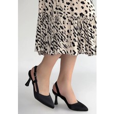 Trivogue Minde Siyah Saten Topuklu Ayakkabı