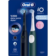 Oral-B Io 2 Şarjlı Diş Fırçası Seti Siyah / Yeşil 5 Adet
