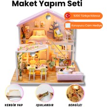 Kendin Yap Minyatür Villa – LED Işıklı Ahşap Maket Ev Seti | DIY Hobi ve Dekoratif Maket | Minyatür Hobi Seti