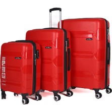 Hotowa Gold Pp Valiz 8011 Kırmızı Tsa Kilitli Üçlü Set