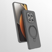 No 7 Tech Redmi Note 15 Pro Plus Kılıf M-Safe Şarj Özellikli Standlı Zore Samara Kapak - Titanyum-Gri
