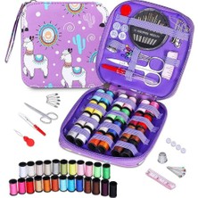 LunaDefano Mini Dikiş Seti Alpaka Desenli | Iğne Iplik Seti, Taşınabilir Acil Dikiş Kiti, Pu Deri Çantalı – 24 Iplik