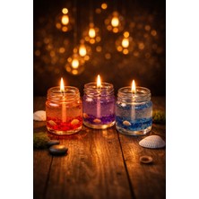 El Yapımı 3’lü Deniz Kabuklu Jel Mum | Dekoratif Mum SETI|40CC