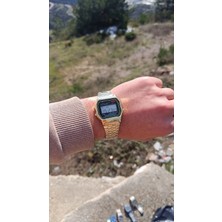 Nova Sales Altın Sarısı Dijital Çelik Kordon ve Kasayla Şık Görünümlü Su Geçirmez Alarmlı Kol Saati