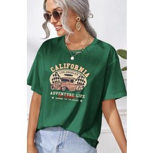 Punix Punıx Büyük Beden Özel Seri Adventure Lıfe Baskılı %100 Pamuk Oversize Battal Kadın T-Shirt