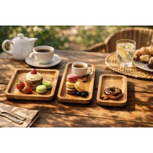 Masif Kayın Ağacından Sunumluk 3'lü Set Cupcake