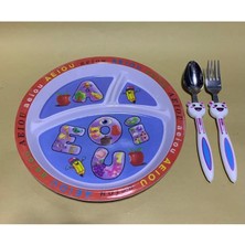 abnturk Çocuk Bölmeli Harfli Mama Tabağı Seti 3’lü Çocuk Yemek Takımı