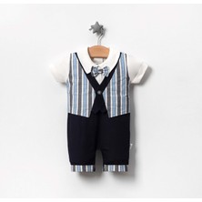 Jolly Joy Çizgili Dokuma Erkek Bebek Tulum - Mavi - 0 - 3 Ay Mavi