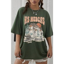 Punix Punıx Büyük Beden Özel Seri His Mercies Arizona Baskılı %100 Pamuk Yeni Trend Battal Kadın T-Shirt